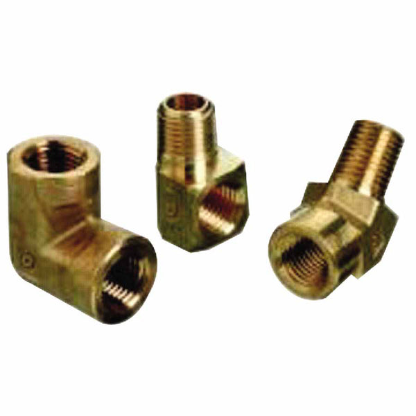 Pipe Thread Elbow, Connector, 3000 psig, Brass, 1/4 in x 1/4 in, 90? Female to Male NPT 312-BL-4HP