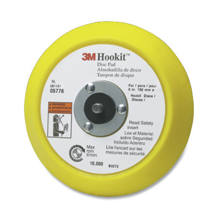 Hookit Disc Pad, 6 in dia, 5/16 in to 24 in EXT arbor, Hook & Loop 405-051131-05776