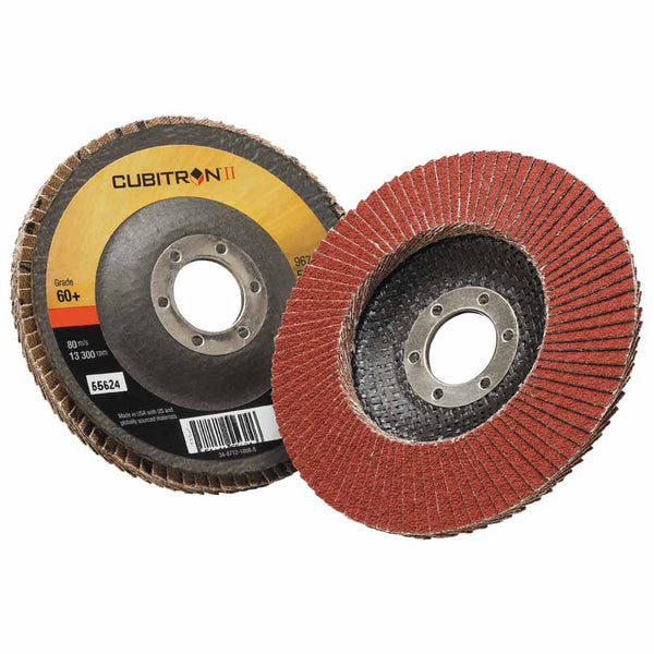 Cubitron II Flap Disc 967A, 4-1/2 in dia, 60 Grit, 7/8 in Arbor, 13,300 RPM, Type 29 405-051141-55624