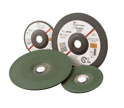 Green Corps Flexible Grinding Wheel, 7" Dia, 7/8 Arbor, 1/8" Thick, 36 Grit 405-051111-50445