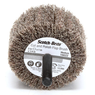 Cut and Polish Flap Brush, 2 in x 1/4 in, Medium, Aluminum Oxide, 12000 rpm 405-048011-16622