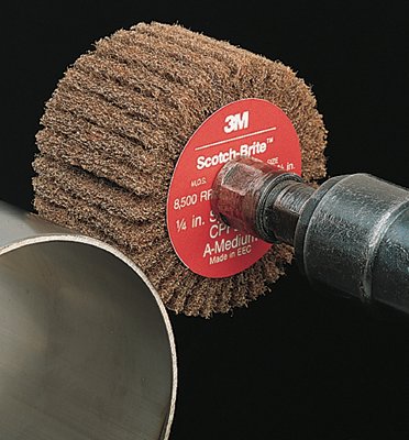Cut and Polish Flap Brush, 3 in x 1/4 in, Medium, Aluminum Oxide, 8500 rpm 405-048011-05974