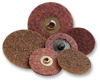 Roloc Discs, 3 in, 18,000 rpm, Aluminum Oxide, Maroon, Metal Button 405-048011-13258