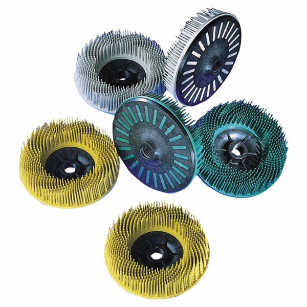 Bristle Disc, 4-1/2 in dia x 5/8 in-11 Threaded, 36 Grit, Ceramic, 12000 RPM, Brown 405-048011-33054