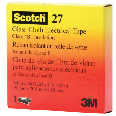 Glass Cloth Electrical Tape 27, 1/2 in x 66 ft, White 500-150664