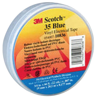 Vinyl Electrical Color Coding Tape, 35, 1/2 in W x 20 ft L, Blue 500-102403