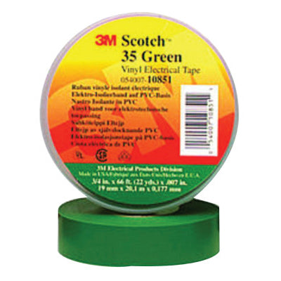 Vinyl Electrical Color Coding Tape, 35, 1/2 in W x 20 ft L, Green 500-102656