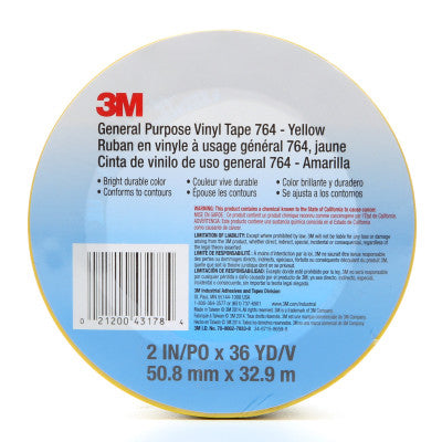 General Purpose Vinyl Tape 764, 2 in x 36 yd x 5 mil, Yellow 405-021200-43178
