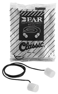 E-A-R Classic Foam Earplugs, PVC, Yellow, Corded 247-311-1101