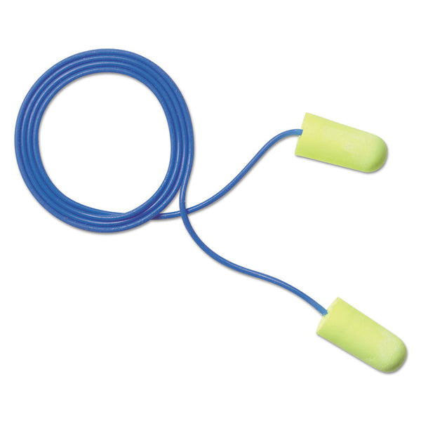 E-A-Rsoft Yellow Neons Foam Earplug, Polyurethane, Yellow, Corded, Regular 247-311-1250
