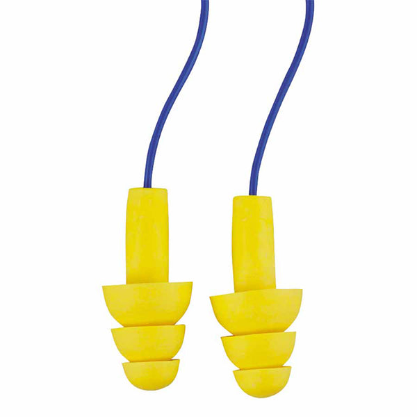 E-A-R Ultrafit Earplugs, Elastomeric Polymer, Yellow, Corded, Poly Bag 247-340-4014