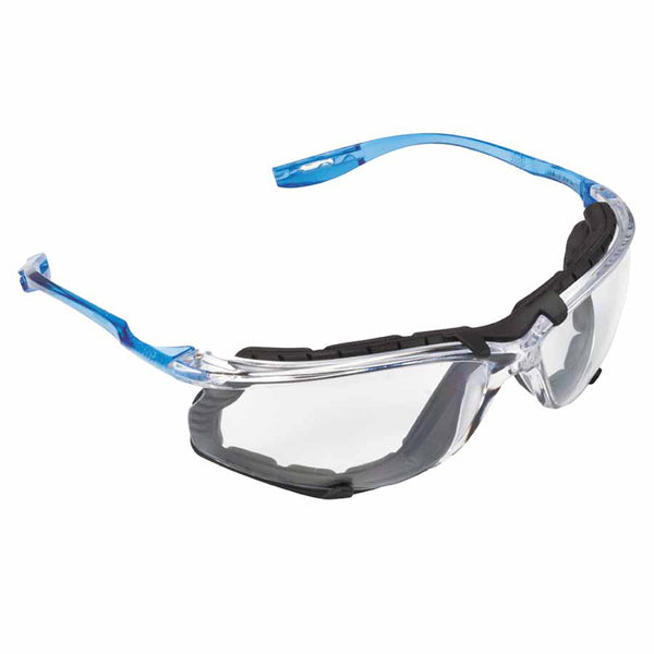 Virtua CCS Protective Eyewear, Clear Polycarbonate Lens, Anti-Fog, Clear Plastic Frame, Light Blue Temple 247-11872-00000-20