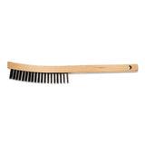 Curved Handle Scratch Brushes, 13 3/4", 4 X 19 Rows, Carbon Stl Wire, Wood Hndle 410-85006