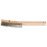 Curved Handle Scratch Brushes, 13 3/4 in, 4 X 19 Rows, SS Wire, Wood Handle 410-85008