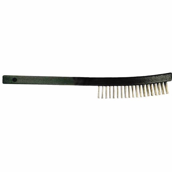 Curved Handle Scratch Brushes, 13-3/4 in L, 3 X 19 Rows, SS Wire, Plastic Handle 410-85014