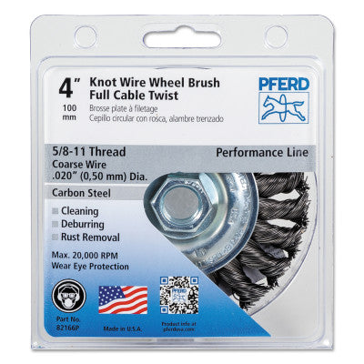 Full Cable Twist Knot Wheel, 4 in D, .02 in Carbon Steel Wire, 20,000 rpm 419-82166P