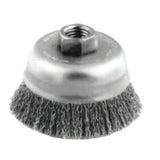 Mini Crimped Cup Brush, 2-3/4 in Diameter, 5/8 in -11 Arbor, 0.014 in Steel Wire 419-82243