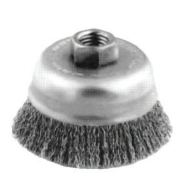 Mini Crimped Cup Brush, 2-3/4 in Diameter, 5/8 in -11 Arbor, 0.014 in Steel Wire 419-82243