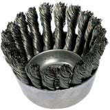 Mini Knot Cup Brush, 2-3/4 in dia, 5/8 in to 11 Arbor, 0.020 in Carbon Steel Wire 419-82220