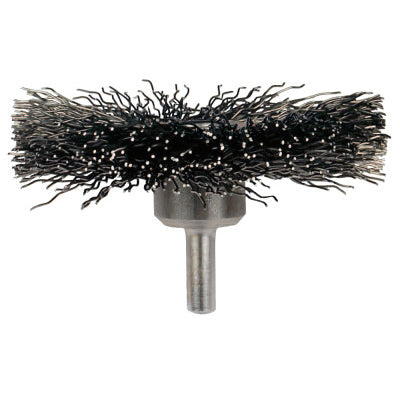 Mounted Crimped Wheel Brushes, Carbon Steel, 20,000 rpm, 3" x 0.014" 419-82900