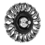 Stem Mounted Wheel Brushes, 3 in Dia., 1/4 in Stem, 0.014 in, Stainless Steel 419-82921