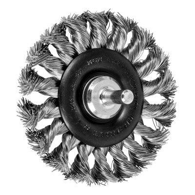 Stem Mounted Wheel Brushes, 3 in Dia., 1/4 in Stem, 0.014 in, Stainless Steel 419-82921