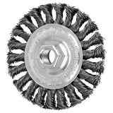 Threaded Knot Wheel Brushes, 4 in Dia., 5/8 in-11, 0.020 in, Carbon Steel 419-82154