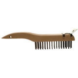 Shoe Handle Scratch Brushes, 10 1/4", 4X16 Rows, Carbon Steel Wire, Wood Handle 410-85034