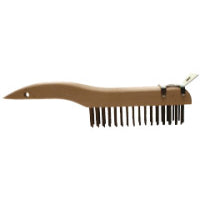Shoe Handle Scratch Brushes, 10 1/4", 4X16 Rows, Carbon Steel Wire, Wood Handle 410-85034
