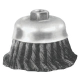 Standard Twist Single Row Cup Brush, 4 in dia, 5/8 in-11 Arbor, 0.023 Carbon Steel Wire 419-82523