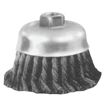 Standard Twist Single Row Cup Brush, 4 in dia, 5/8 in-11 Arbor, 0.023 Carbon Steel Wire 419-82523