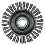 Stringer Bead Twist Knot Wheel, 4 dia x 3/16 W, .02 Carbon Steel, 5/8 in to 11 Arbor 419-82186