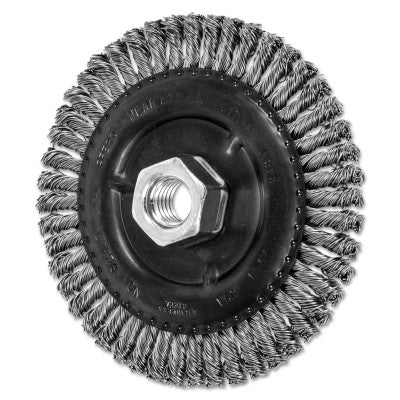 Stringer Bead Twist Knot Wheel, 4 7/8 D x 3/16 W, .02 Stainless Stl, 15,000 rpm 419-82608