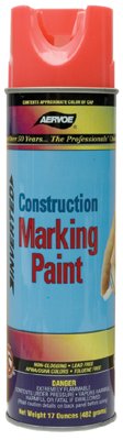 Construction Marking Paint, 20 oz, Aerosol Can, Fluorescent Orange 205-247