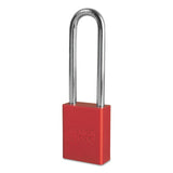 Solid Aluminum Padlocks, 1/4 in Dia, 3 in L X 3/4 in W, Red 045-A1107RED