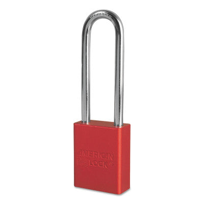 Solid Aluminum Padlocks, 1/4 in Dia, 3 in L X 3/4 in W, Red 045-A1107RED