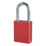 Solid Aluminum Padlock, 1/4 in dia, 1-1/2 in L x 3/4 in W, Red 045-A1106RED