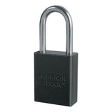 Solid Aluminum Padlock, 1/4 in dia, 1-1/2 in L x 3/4 in W, Black 045-A1106BLK