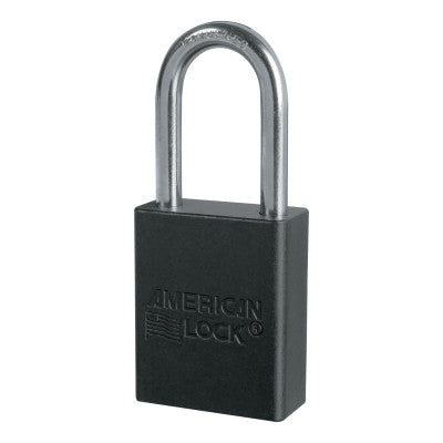Solid Aluminum Padlock, 1/4 in dia, 1-1/2 in L x 3/4 in W, Black 045-A1106BLK