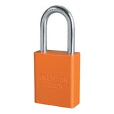 Solid Aluminum Padlock, 1/4 in dia, 1-1/2 in L x 3/4 in W, Orange 045-A1106ORJ