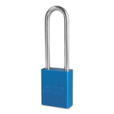 Solid Aluminum Padlocks, 1/4 in Dia, 3 in L X 3/4 in W, Blue 045-A1107BLU