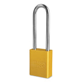 Solid Aluminum Padlocks, 1/4 in Dia, 3 in L X 3/4 in W, Yellow 045-A1107YLW