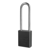 Solid Aluminum Padlocks, 1/4 in Diam., 3 in L X 3/4 in W, Black 045-A1107BLK