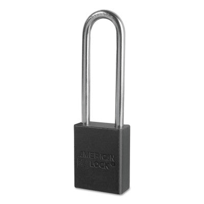 Solid Aluminum Padlocks, 1/4 in Diam., 3 in L X 3/4 in W, Black 045-A1107BLK