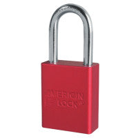 Solid Aluminum Padlocks, 1/4 in Dia, 1-1/2 in L x 3/4 in W, Red 045-A1106NRRED