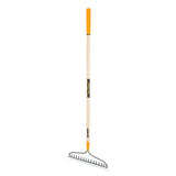 Bow Rake, Steel, 16 Tines, 57 in Straight Fiberglass Handle with Cushion End Grip 760-2811500