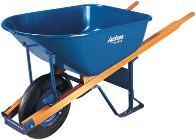 Steel Contractors Wheelbarrow, 6 cu ft, Flat-Free Smooth, B.B., Blue 027-M6FFBB