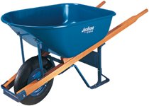 Jackson Steel Contractors Wheelbarrows, 6 cu ft, Pneumatic, Oilube Bearing, Blue 027-M6T22