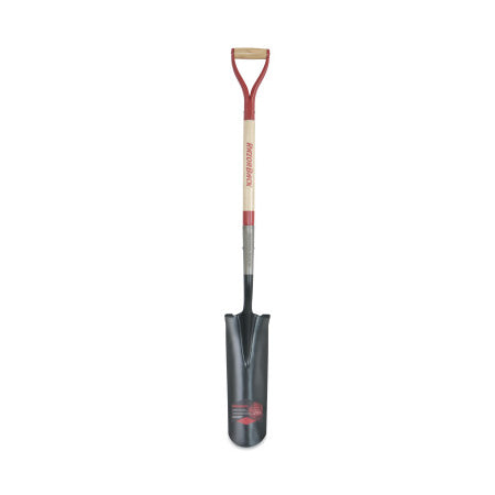 Drain Spade, 5.75 in W x 16 in L, Round Pointed, 23.5 in Straight Hardwood Handle, D-Grip 027-2597400