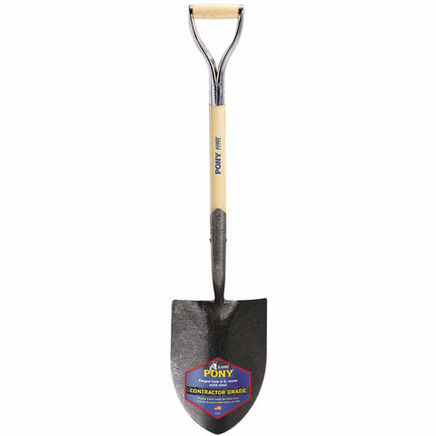 J-450 Series PONY Shovel, 8.75 in W x 11.5 in L Blade, 27 in L Armor D-Grip, White Ash, Digging Shovel 027-1201300